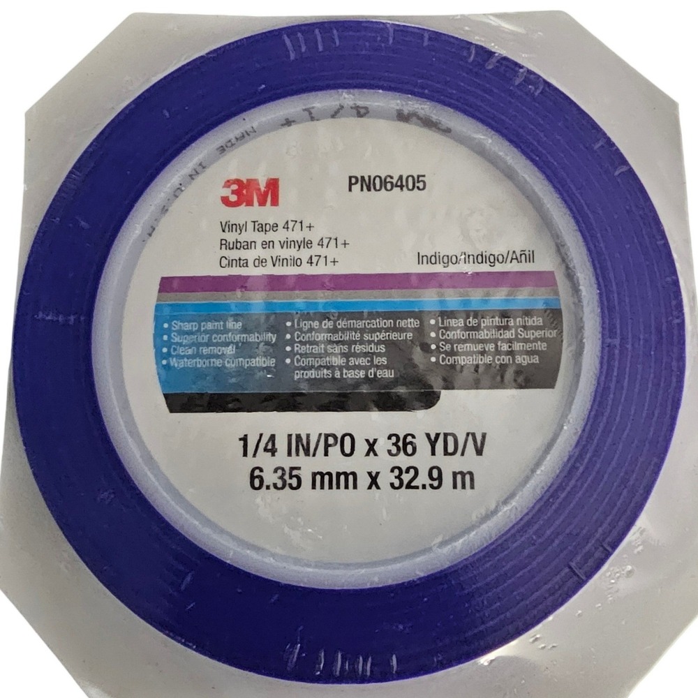 3M Vinyl Tape 471+ Indigo 1/4 Inch x 36 Yards Fine Line Masking PN06405